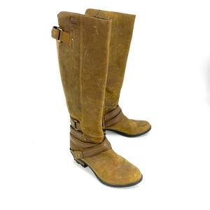 Sorel Lolla Tall Waterproof Knee High Leather Boots in Mustard Brown Size 9 RARE